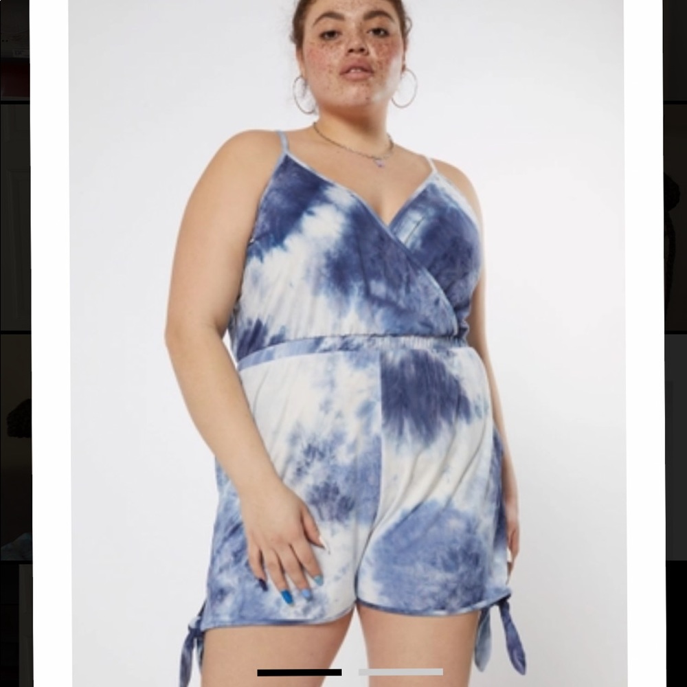 Blue Tie Dye Print Romper